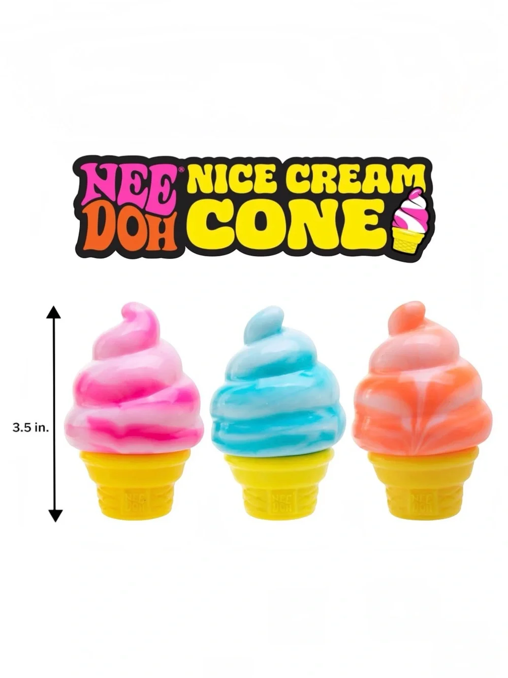 NWT NeeDoh Nice Ice Cream Cone Pink Squishy Fidget Toy New In Box